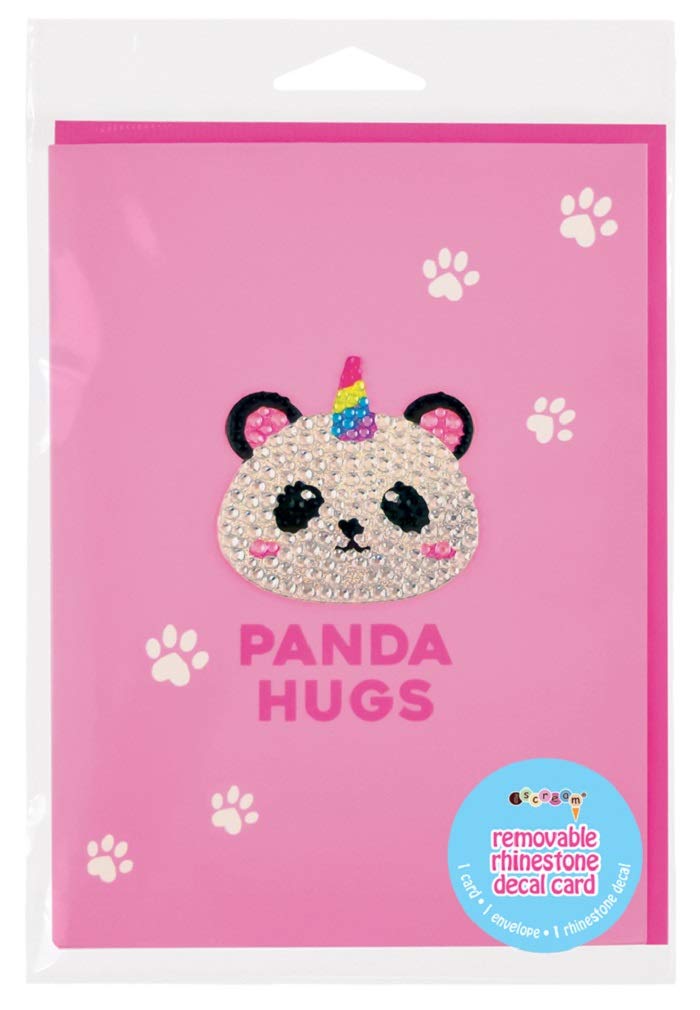iscream Colorful 'Panda Hugs' Greeting Card with Removable Rhinestone Pandacorn Decal and Envelope - Image 3